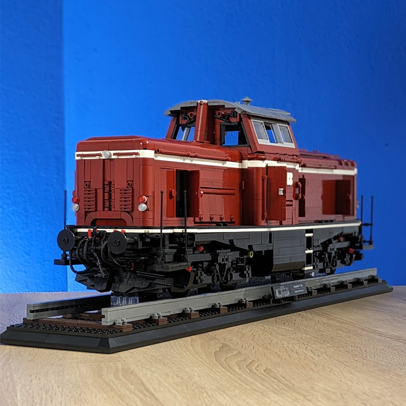 BlueBrixx Display Lokomotive V100 dunkelrot 106969