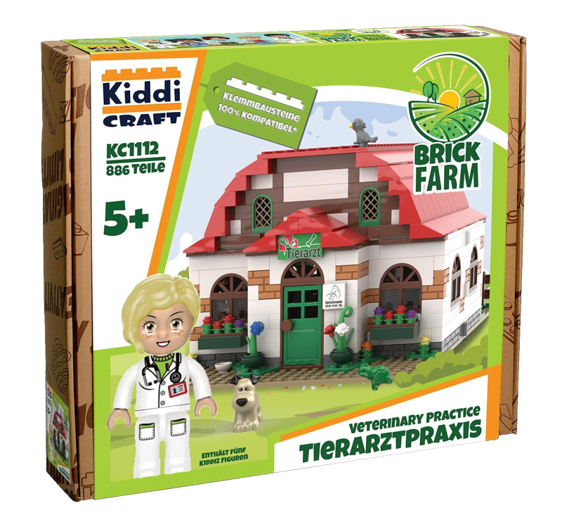 KiddiCraft neue Sets Brick Farm Tierarztpraxis KC1112 Box