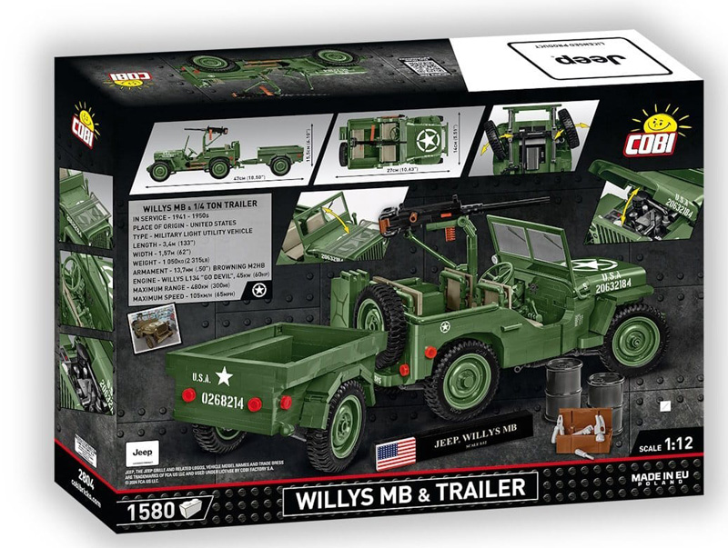 COBI Jeep Willys MB Trailer Executive Edition 1:12 2804 Box Back