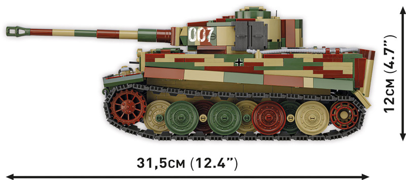 COBI 2587 Panzerkampfwagen VI Tiger I Ausf. E 007 Set Maße Seitenansicht