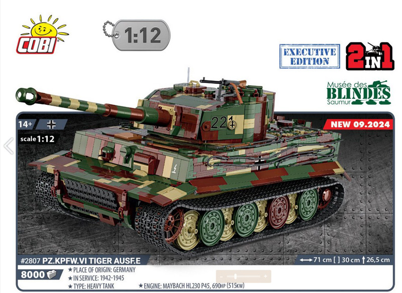 COBI 280 1:12 Panzerkampfwagen VI Tiger Ausf E Bretagne