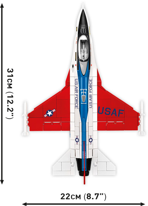 COBI F-16 Fighting Falcon YF-16 First Flight 1974 5892 Maße Draufsicht