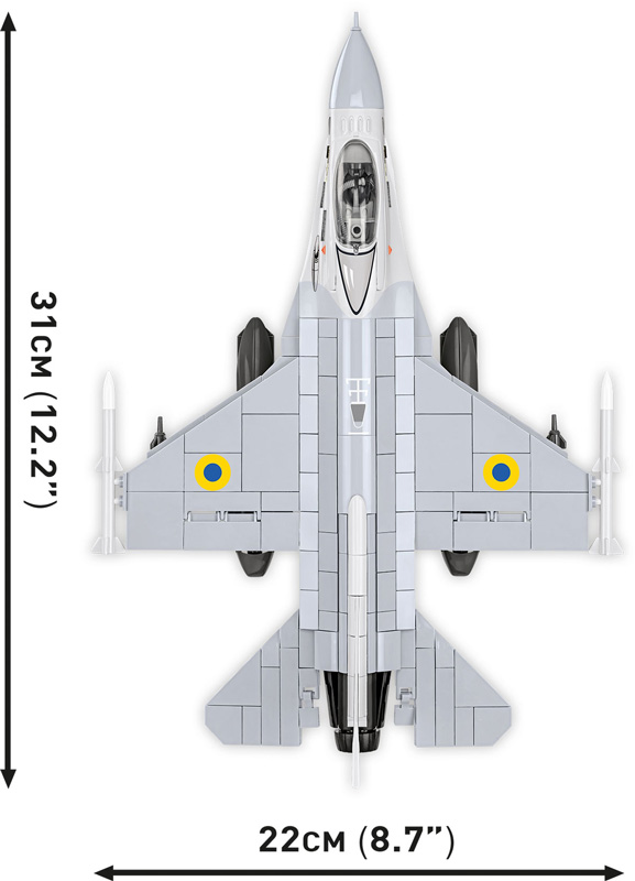 COBI 5893 F-16 Fighting Falcon Ukraine Maße Draufsicht