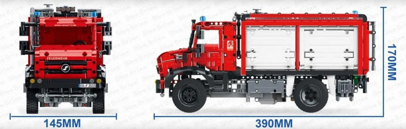 Bluebrixx Feuerwehr Schlingmann TLF-3000 Varus 4x4 107800 Maße