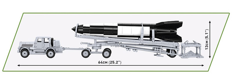 COBI Limited Edition V2 rakete SS100 Transporter 3119 Set Seitenansicht Maße