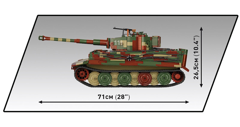 COBI 2807 Panzer VI Tiger Ausf. E 1:12 Maße Seitenansicht