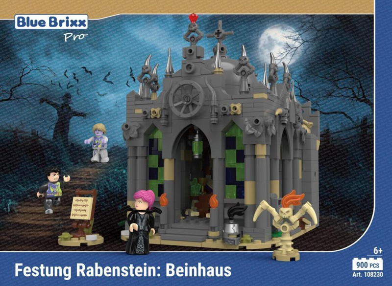 BlueBrixx Festung Rabenstein Beinhaus Box Front 108230