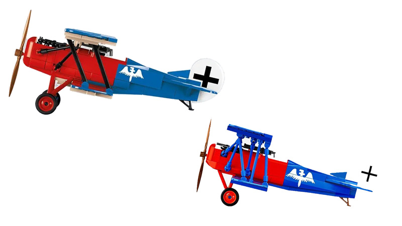 COBI 2994 Fokker D. VII und 2978 Vergleich Seitenansicht