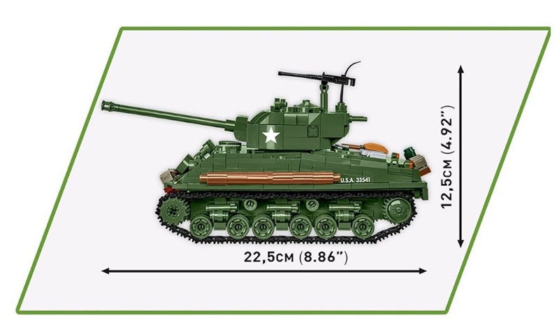 COBI 3118 Sherman M4A2E8 Set Seite und Maße