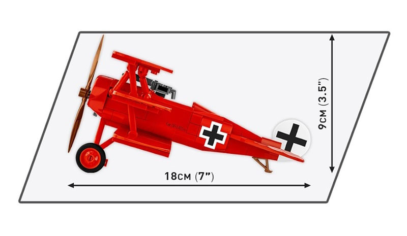 COBI Fokker Roter Baron 2996 Maße Seite