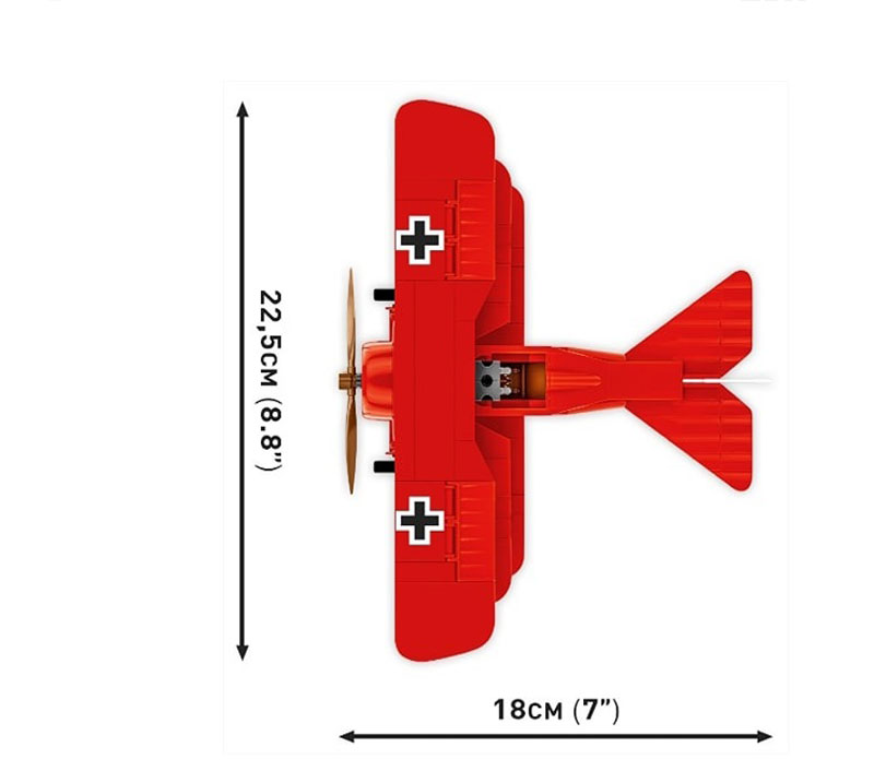 COBI Fokker Roter Baron 2996 Maße Draufsicht