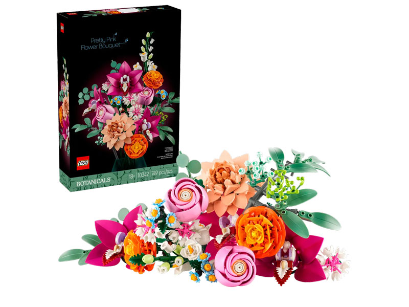 LEGO Botanical Colelction 10342 Schöner rosafarbener Blumenstrauß Box und Set