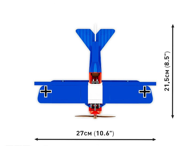 COBI Fokker D. VII 2994 Set Draufsicht Maße