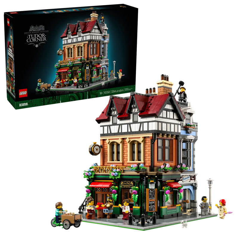 LEGO Icons Modular Eckhaus im Tudorstil 10350 Set und Box